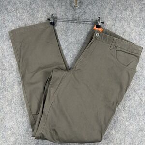 Merrell Chino Pants Mens 38x34 Green Stretch Outdoor Hiking Zip Pocket Travel